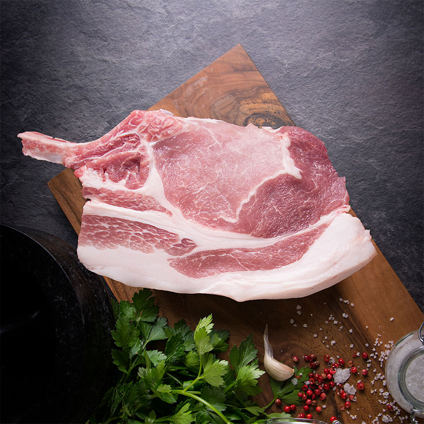 Duroc Kronen 1.200 g = 4 Steaks mit Knochen – Bild 5